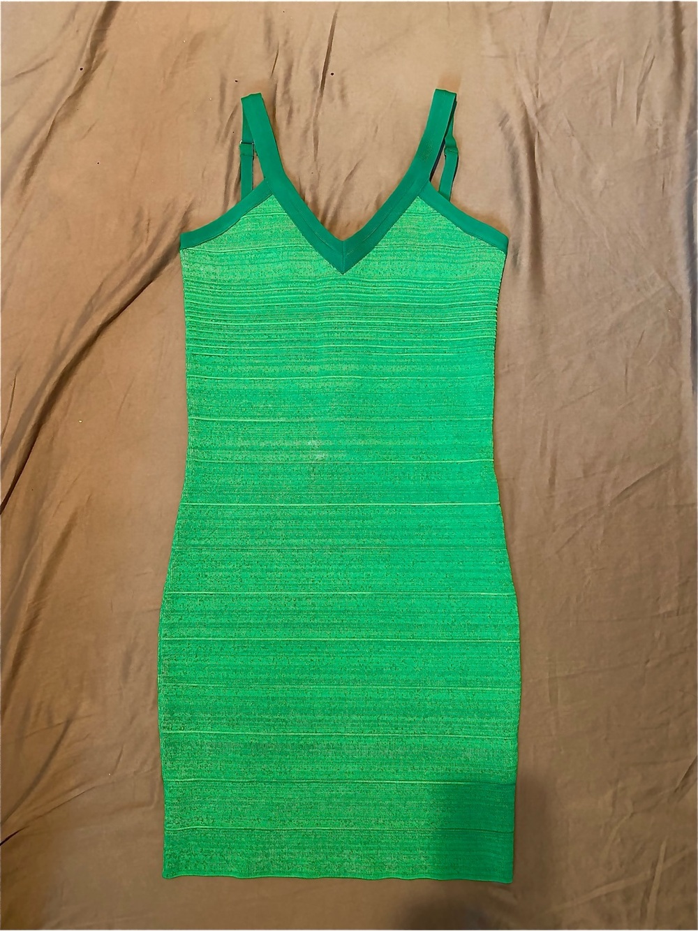 GUESS green knit sleeveless bodycon mini dress, size medium